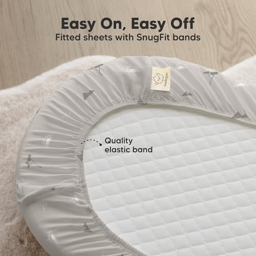 Image of 2-Pack Organic Bassinet Sheets for Girls, Boys - 100% Cotton Bassinet Mattress Sheets Compatible with Halo Bassinest Swivel Sleeper, Graco,Baby Delight,Chicco,Unisex Fitted Bassinet Sheets (Savannah)