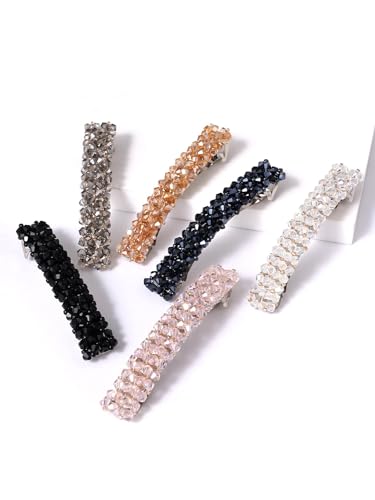 6pc Crystal French Barrette Hair Clip Set, Stylish Accessories