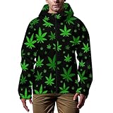 Green Weed Men's Jacket Hooded Windbreaker Lightweight Coat for Golf Cycling