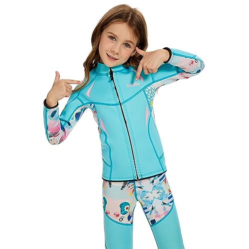 GoldFin Kids Wetsuit Jackets, 2mm Girls Boys Wetsuits Tops Toddler Neoprene Long Sleeve Keep Warm for Water Sports Diving Surfing Swimming Kayaking