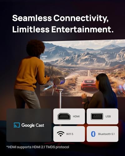 Image of XGIMI MoGo 4 Portable Projector, Outdoor Projector, 360Adjustable Stand | Certified Google TV & Netflix, 2.5 Hours of Playtime, 2 x 6W Harman Kardon, Wifi, Bluetooth, Include Sunset Filter