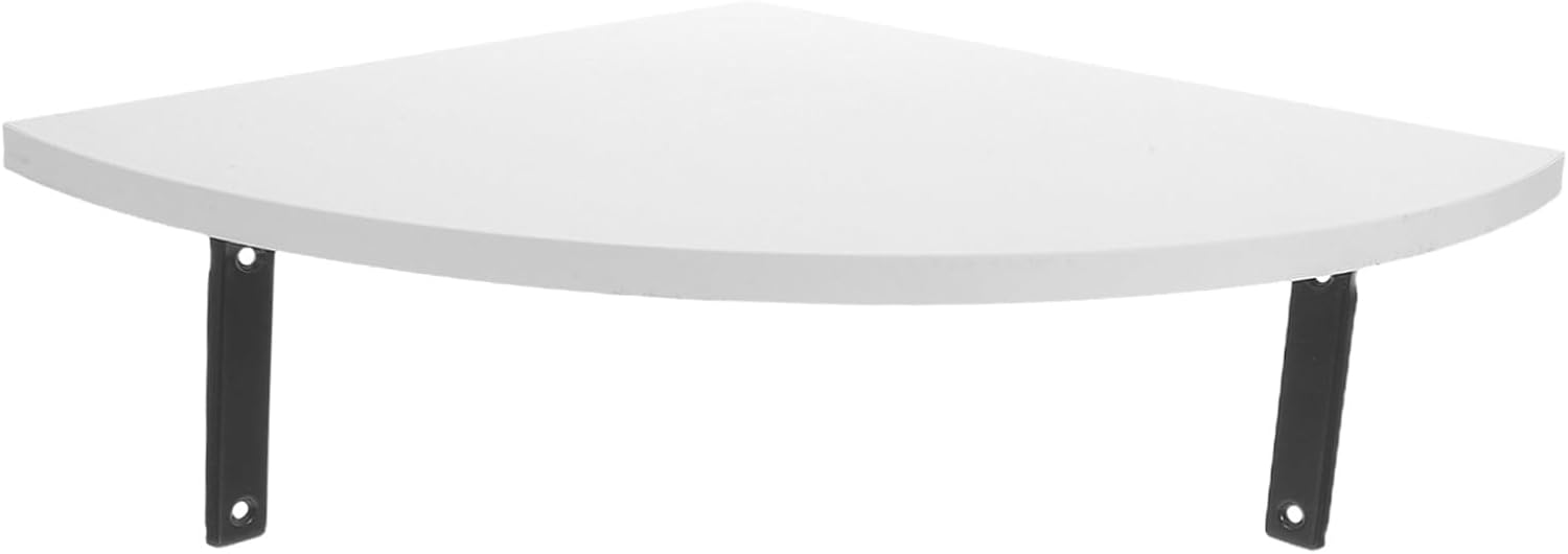 White Wood Corner Shelf Wall Mounted Floating Curved Triangle Shelf with Hardware Easy Installation Multi-Purpose for Home Decor and Bathroom Storage