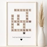Custom Crossword Poster Wall Decor, Personalized Crossword Family Name Letters for Wall Decor, Farmhouse Style Family Signs for Home Decor - UNFRAMED Poster Print