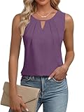 Cuptacc Camiseta Tirantes Mujer Cuello en V Tank Top Mujer Verano Elegante Ajustado sin Mangas Blusa Shirt Morado, Medium M 38-40