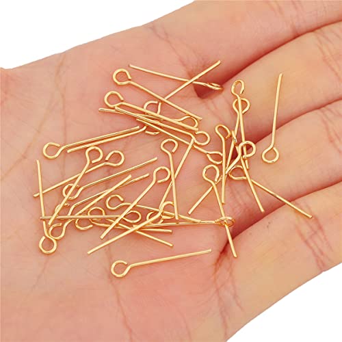 Beadia 18K Gold Plated Open Eye Pins Non Tarnish 20Mm 200Pcs For Jewelry Making Findings #TOP2