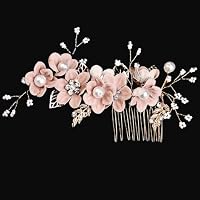 Haarschmuck für Brautjungfern, seitliche Haarkämme für Hochzeiten, Haarteile für die Braut, Blumenhaarnadeln für Frauen, Haarschmuck für Hochzeiten für Frauen und Mädchen (Rosa)