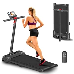 Foldable Treadmills for Home Small, 300lbs Capacity Portable Walking Pad Treadmill Desk Treadmill, 3.0HP, 6.2MPH, Mini Compact Treadmill with Handle-bar, Remote Control, LED Display – Black