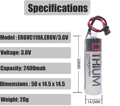 5 pilas de litio ER6V 3.6V 2400mAh pack x5 miniatura 4