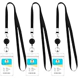 3 Pack Lanyards for ID Badges Holder Retractable Lanyards for Cruise Ship Cards Badge Reel Clip with ID Holders Clear Waterproof