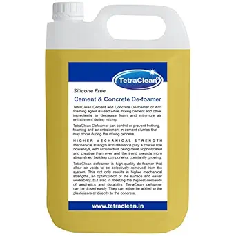 Tetraclean Silicon Free Cement & Concrete De-foamer | Anti-foaming Agent | To Decrease Foam / 5L