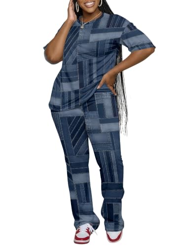 ZCC Women 2 Piece Outfit Summer Lounge Sets Printed Top And Pants Casual Loungewear For Women