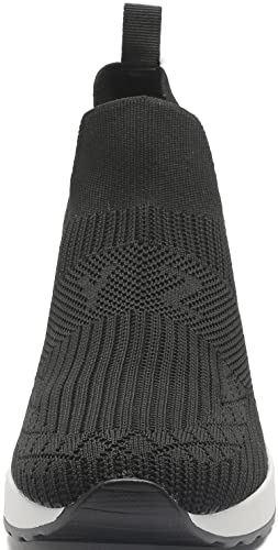 YZ High Heel Black Wedge Sneakers for Women Knit Upper Breathable Shoes2