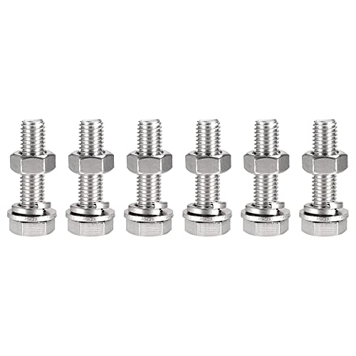 Tornillos hexagonales M10x45mm en acero 304 con tuercas y arandelas