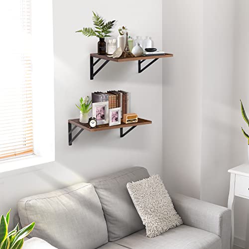 Tectocker-Dou 2 Pc Deep Floating Shelves ; 15.7” Long X 11.8” Deep Wall Mounted Hanging Shelves For Living Room, Kitchen, Office, Bathroom And Bedroom Decor; Storage And Display Shelf Set #TOP4