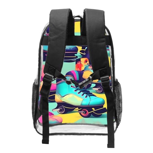 Sac à dos rétro avec imprimé coloré et transparent pour travail - 2