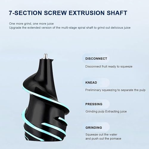 Licuadora de prensado en frío de 82 mm, con sistema de masticación, boca de alimentación grande para frutas enteras, 43 RPM, bajo nivel de ruido, extracción silenciosa con apagado automático intelig