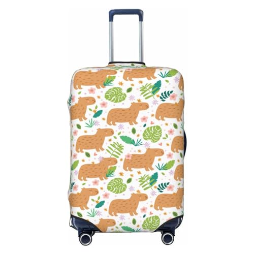 Cute Flower Capybaras Luggage Cover Protector Anti-Scratch Washable Fits 18-32 Inch Luggage-Medium