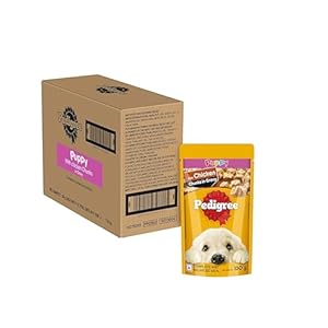 Pedigree Puppy Wet Dog Food, Chicken & Liver Chunks in Gravy, 130 g (Pack of 12), Made with Real Meat Protein, 100% Complete & Balanced Meal for Puppies
