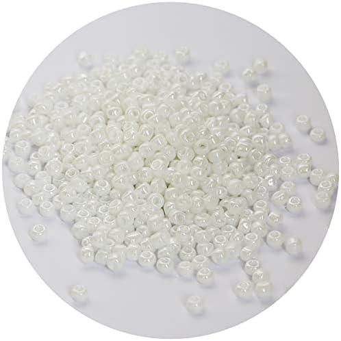 Bala&Fillic Opaque White Color 4mm Seed Beads About 1200pcs/100Grams in Bag, 6/0 Glass Craft Beads for Making Bracelet and Necklace (White)