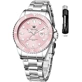 OLEVS Women's Watch Business Dress Analog Watches Quartz Waterproof Luminous Calendar Ladies Watch Pink relojes de Mujer