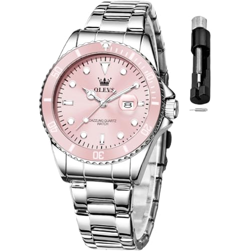 Image of OLEVS Womens Watch Classic Dress Number Female Watches for Ladies Analog Quartz Stainless Steel Waterproof Luminous Day Date Two Tone Easy to Read Wristwatch