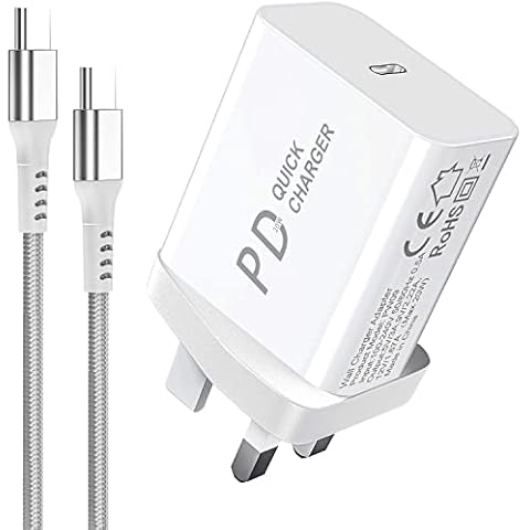 20W USB C Charger Plug and Cable for Samsung Galaxy S21 S22 S20 S23 Plus Ultra FE 5G A13 A04S A23 S10 A03S A02S A14 A54 M23 M33 M53,Redmi Note 10 9 Pro,Mi 11T 11 10T Lite,PD 3.0 Fast Charge Adapter Cover