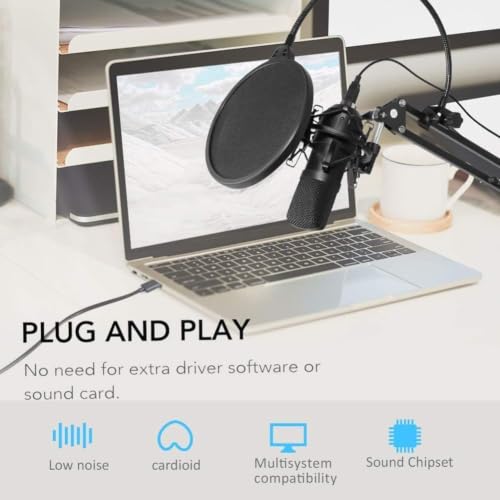Image of IMAGINEA BM-800 Condenser Microphone Kit for Recording, Podcasting, YouTube, Gaming & Live Streaming with Shock Mount, Foam Cover, XLR to 3.5mm Cable and Audio Splitter (Black)