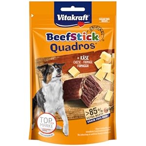 Vitakraft Beef Stick Quadros – Friandise pour Chiens à la viande et au fromage – Recette riche en viande, sans sucre ni céréales ajoutés (1 x 70g)