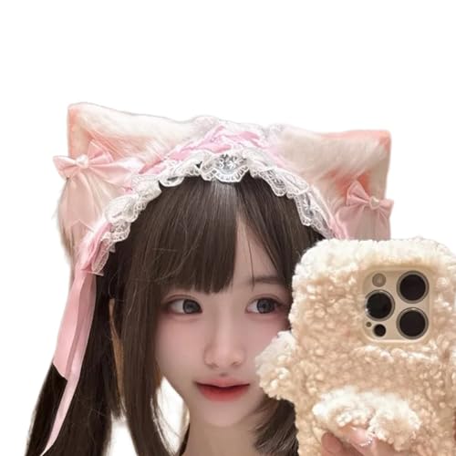 HUIFACAI レース 蝶結び 猫 耳 ヘアバンド ロールプレイ コスプレ コスチューム ヘッドバンド ハロウィン ヘッドピース 和風 メイド ヘッドバンド
