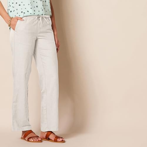 Image of Amazon Essentials Women's Linen Blend Drawstring Relaxed Fit Wide Leg Pants (Available in Plus Size)