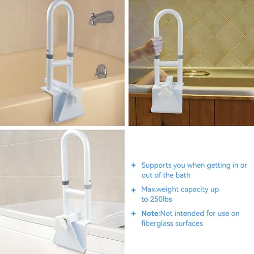 Icedeer BATHTUB RAIL-WHITE Adjustable Bathtub Grab Bars For Seniors, Tub Handle Grab Bar For Elderly Bath Support, Bathtub Safety Rail thumb #6