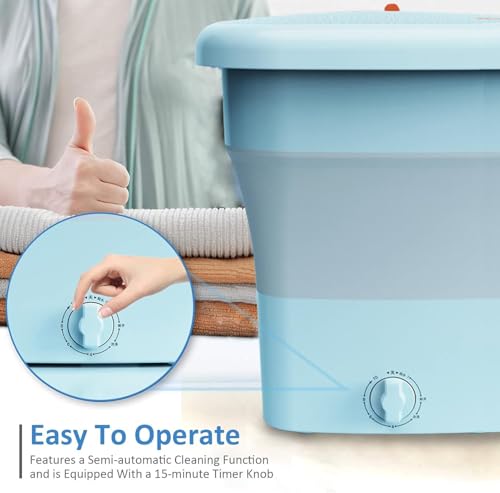 تي دو غسالة ملابس قابلة للطي، غسالة ملابس اوتوماتيكية صغيرة محمولة للمنزل والسفر، غسالة ملابس داخلية خفيفة الوزن للشقة والغسيل والتخييم والسيارة الترفيهية والسفر والملابس الداخلية والاطفال، (12 لتر)