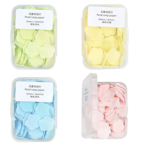 FDCGAS seifenblätter für unterwegs - 300 Tabletten Seife Blätter,Einweg Papier Seife,Soap mit Kunststoffbox,Tragbare Papier-Seife,100 StüCk SeifenbläTtchen/Jede Boxen,für Outdoor, Camping, Reisen