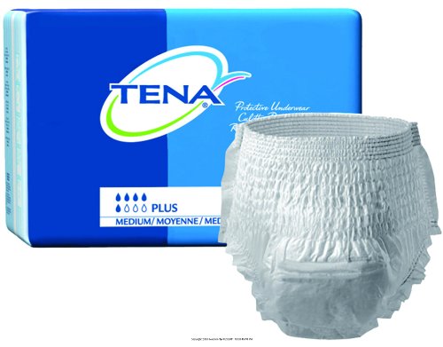 TENA Protective Underwear, Plus Absorbency, Prtv Undrwr pl Med, (72/cs), White, Medium