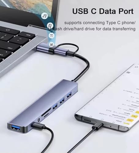 Generic 8-in-1 Dual-Head USB-C Hub with SD/TF Card Reader and Audio - Image 4