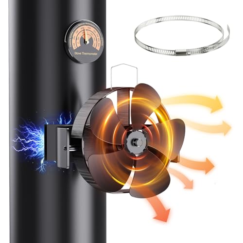 Yontwe 3 en 1 Ventilador para Estufa de Leña con 5 Aspas y Rotación Magnética 180° para Chimenea de Calor
