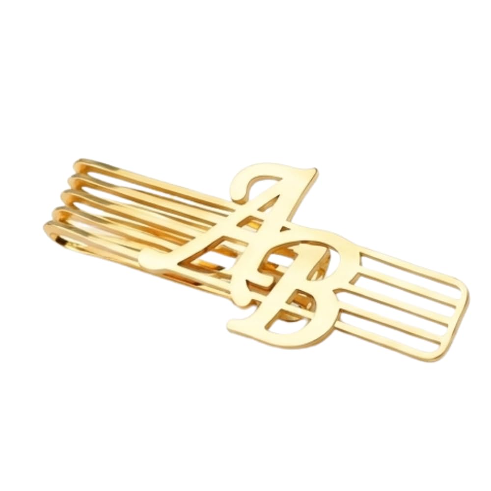 Personalised Initial Name Tie Pin for Men | Customised 2 Letter Monogram Tie Bar | Engraved Alphabet Tie Clip for Suit, Blazer and Formal Wear | Groom Wedding Tie Accessory-image-38