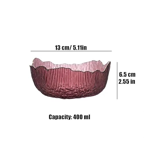 N/A Engraved Erect Texture Glass Gold Side Salad Bowl Plates Dish Fruit Bowl Dessert Wedding Family Dinner Decorative Tableware Set (Color : D, Size : 5.11 Inches) #TOP1