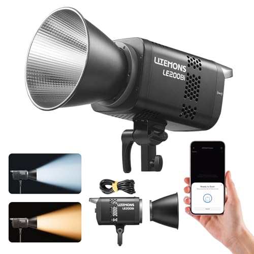 Image of Godox Litemons LE200Bi 220W Bi-Color COB LED Video Light, 57,700Lux@1m, CRI /TLCI 98+, Bowens Mount Continuous Light, APP /DMX Control, Ultra Quiet, 11 FX Effects for Filmmaking, Live Streaming & Studio