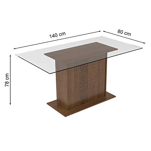 Conjunto Sala de Jantar Madesa Molly Mesa Tampo de Vidro com 6 Cadeiras - Rustic/Floral Hibiscos