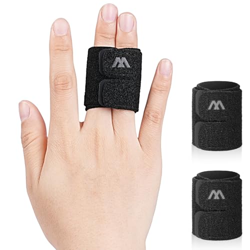 AYBUY Férulas para Dedos, 2 Piezas correas de dedo transpirable, Férula Pulgar, Protector de Dedo para Rotos Tensos Artritis, negro, Dos dedos, L