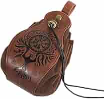 Middeleeuwse lederen koord zakje, Viking riem tas, draagbare portemonnee dobbelstenen tas, Renaissance LARP cosplay kostuum voor mannen vrouwen (Brown B Middeleeuwse lederen koord zakje, Viking riem tas, draagbare portemonnee dobbelstenen tas, Renaissance LARP cosplay kostuum voor mannen vrouwen (Brown B