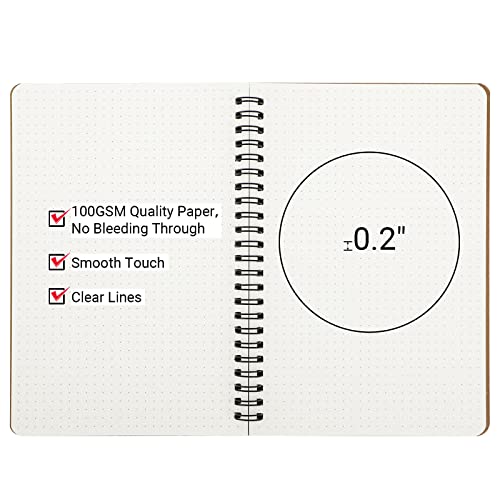 Eusoar Dotted Spiral Notebook, A5 3Pack 5.5"X8.3" 120 Pages Hardcover Wirebound Spiral Notebook Journals, Sketch Notebook For Dot Grid Journaling, Making Graph, Drawing, Study Notes, Creative Writing #TOP2