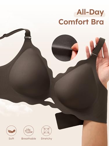 Image of Seamless Jelly Bras for Women - Wireless Gel Bra No Underwire with Support Full Coverage Comfort T-Shirt Bralette