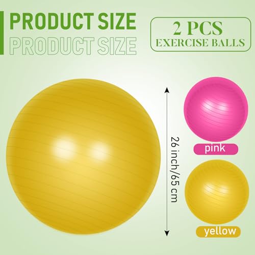 Image of Leyndo 2 Pcs Exercise Ball Yoga Ball with Pump 26 Inches / 65 cm for Workout Pregnancy Stability Anti Burst Birthing Fitness Improved Posture, Balance, Yoga, Pilates, Training