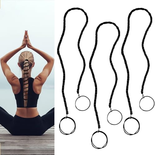 Zursuny - Elásticos para el pelo en espiral de 63,5 cm sin daños para el deporte, elásticos para el pelo trenzado sólido para la cola de caballo para el pelo largo, grueso y rizado, para gimnasio