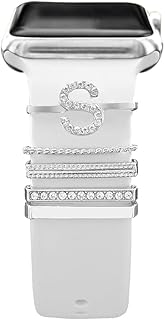 ANKHGIFTSHOP Accessories Compatible with apple Watch Bands Ultra/8/7/SE/6/5/4/3/2/1,Galaxy Watch 5/4 Classic/Active,Initial Letter Name Accessories for Women Girls(Without Band)