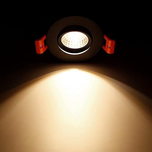 Miniatura 6 de Lámpara de techo empotrable LED de 2 pulgadas, luz LED regulable de 3 W, luz blanca cálida 3000K-3500K, luces empotrables direccionales COB de 60