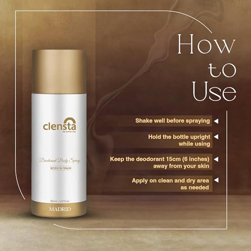 Image of Clensta Madrid Deodorant for Men 150ml Pack of 2 Body Spray Long Lasting | All Day Freshness | Born in Spain