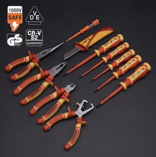 Edward Tools Conjunto de ferramentas isoladas de 11 peças - chaves de fenda Phillips magnéticas isol